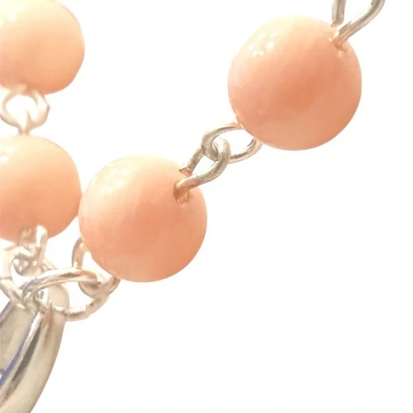 Elegant Genuine Natural Vintage Pink Necklace with Charms